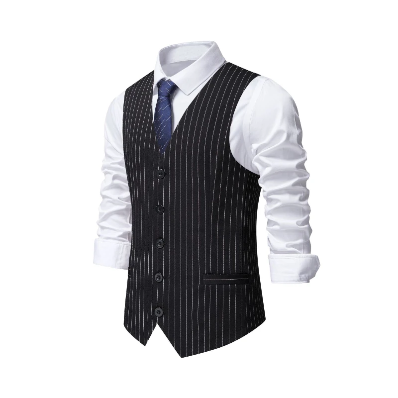 2026 New Red Striped Suit Vest – Men'S Formal Wear Waistcoat recenzja i cena