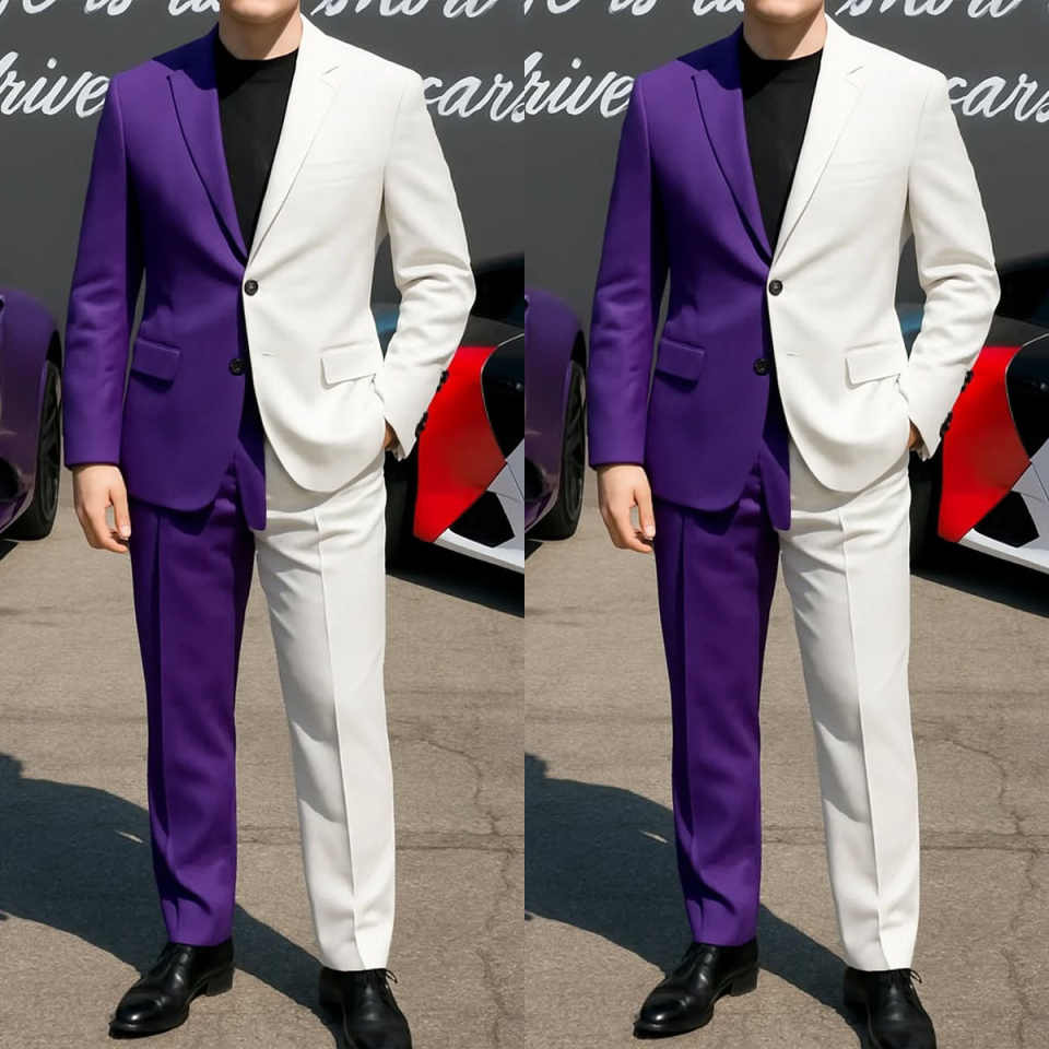 Formal Business Men Tuxedos 2  – Men Formal Wear Purple recenzja i cena