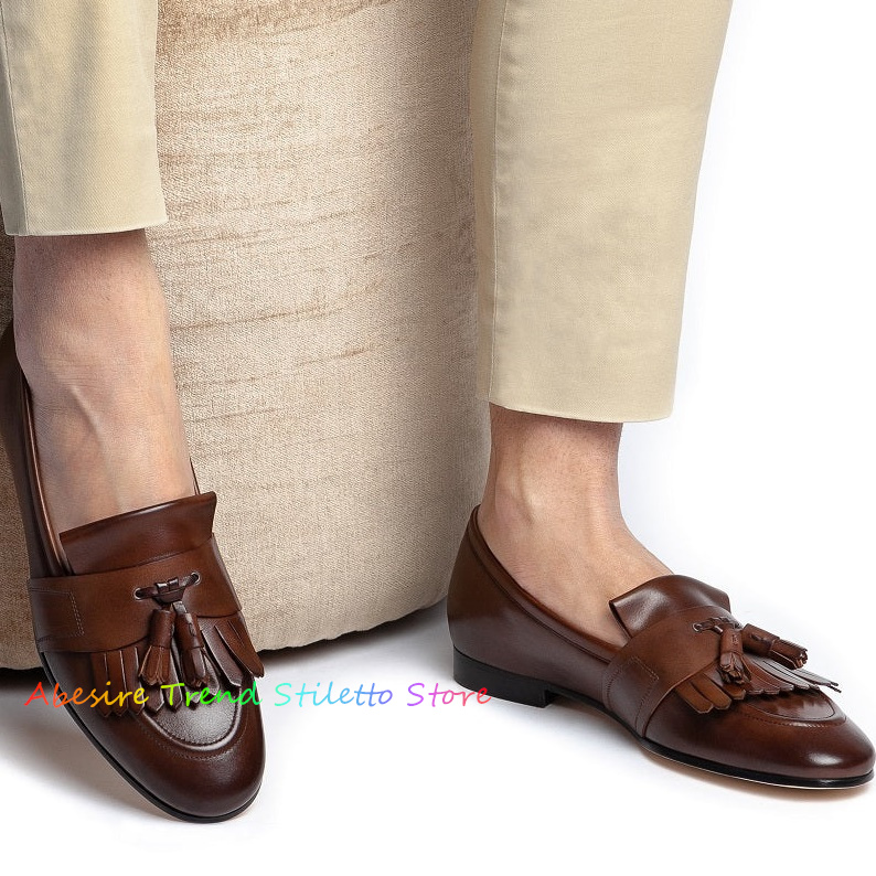 Leather Fringed Loafers Men Ta – Men Formal Wear Shoes recenzja i cena