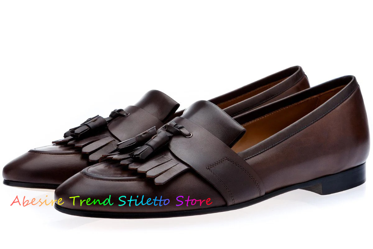 Leather Fringed Loafers Men Ta – Men Formal Wear Shoes recenzja i cena