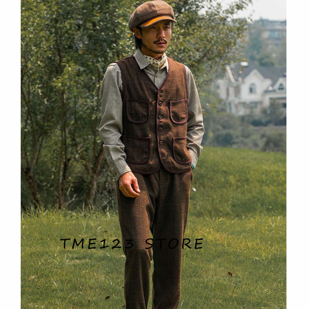Men's Woolen V-Neck Single Bre – Men'S Formal Wear Waistcoat recenzja i cena