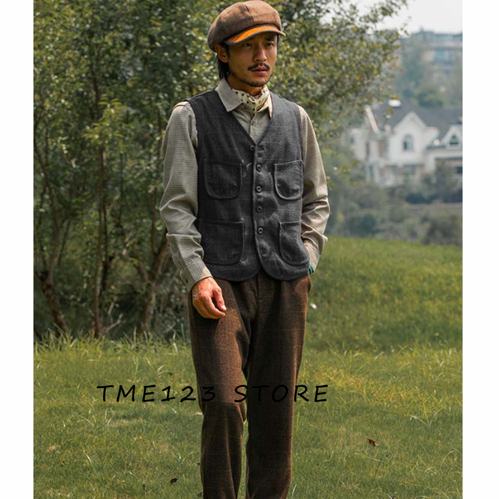 Men's Woolen V-Neck Single Bre – Men'S Formal Wear Waistcoat recenzja i cena