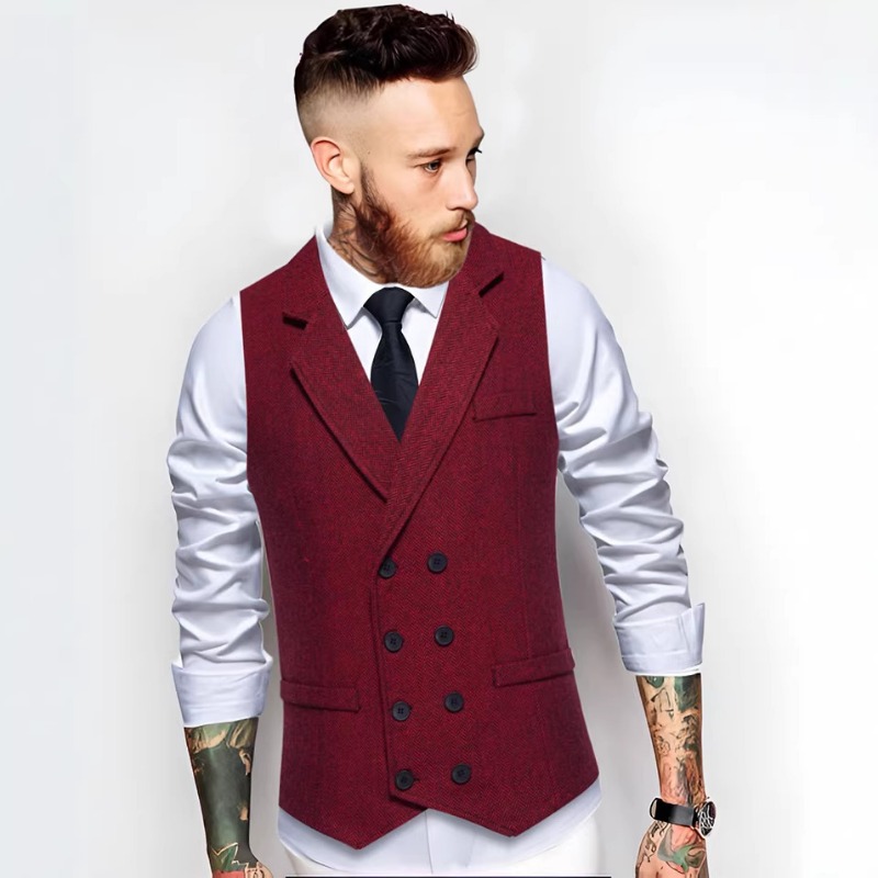 Men's Herringbone Tweed Double – Men'S Formal Wear Waistcoat recenzja i cena