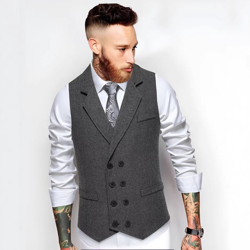 Men's Herringbone Tweed Double – Men'S Formal Wear Waistcoat recenzja i cena
