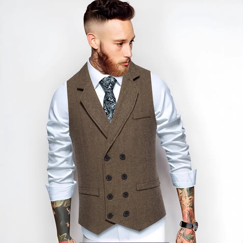 Men's Herringbone Tweed Double – Men'S Formal Wear Waistcoat recenzja i cena