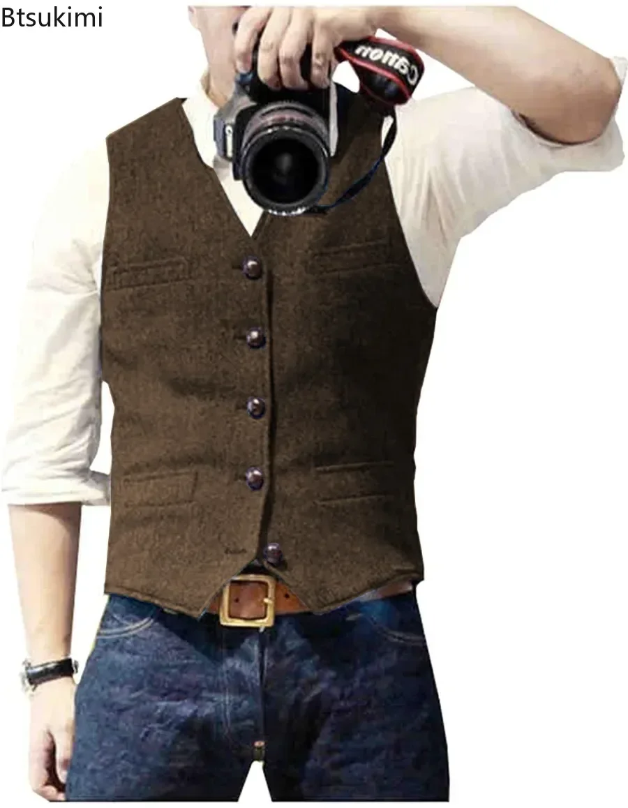 2026 Men's Vintage V Neck Suit – Men'S Formal Wear Waistcoat recenzja i cena