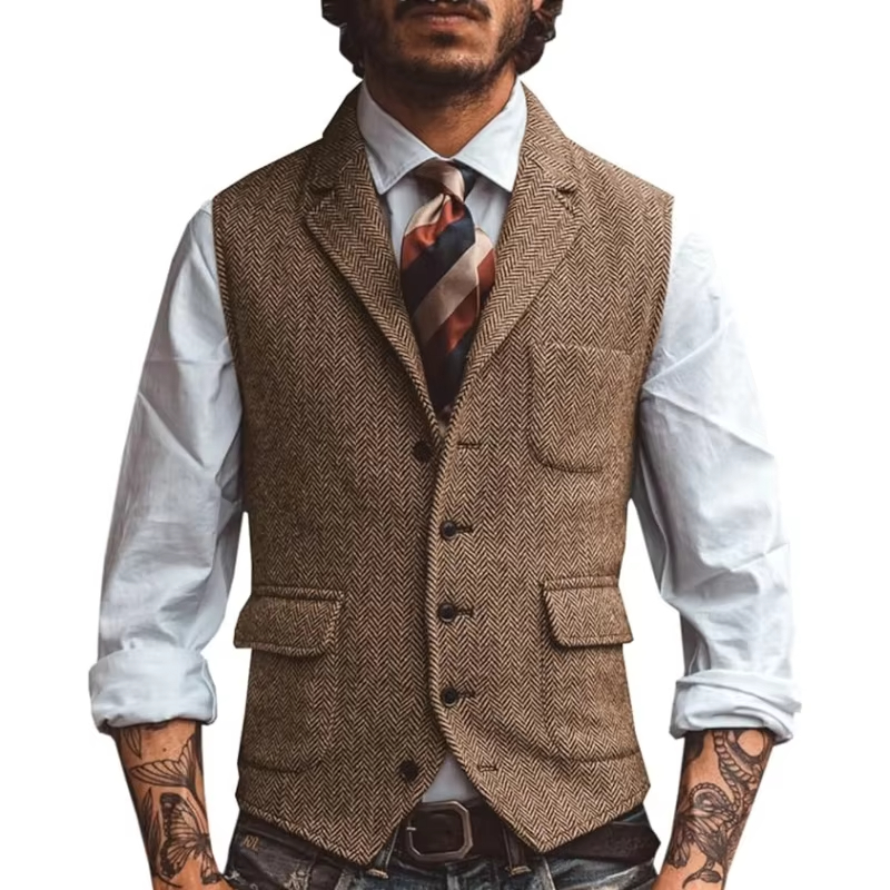 Retro Tweed Men's Vest Herring – Men'S Formal Wear Waistcoat recenzja i cena