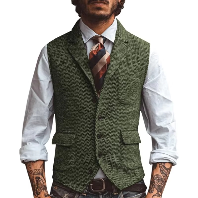 Retro Tweed Men's Vest Herring – Men'S Formal Wear Waistcoat recenzja i cena