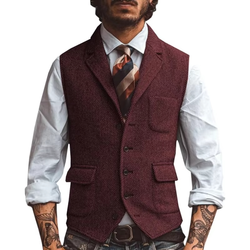 Retro Tweed Men's Vest Herring – Men'S Formal Wear Waistcoat recenzja i cena