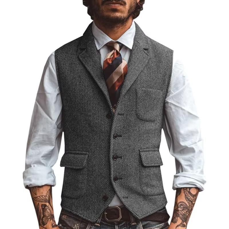 Retro Tweed Men's Vest Herring – Men'S Formal Wear Waistcoat recenzja i cena