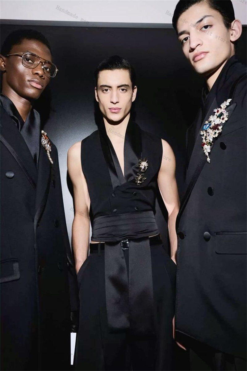 Black Men Suits 2 Piece Vest+P – Men'S Formal Wear Waistcoat recenzja i cena