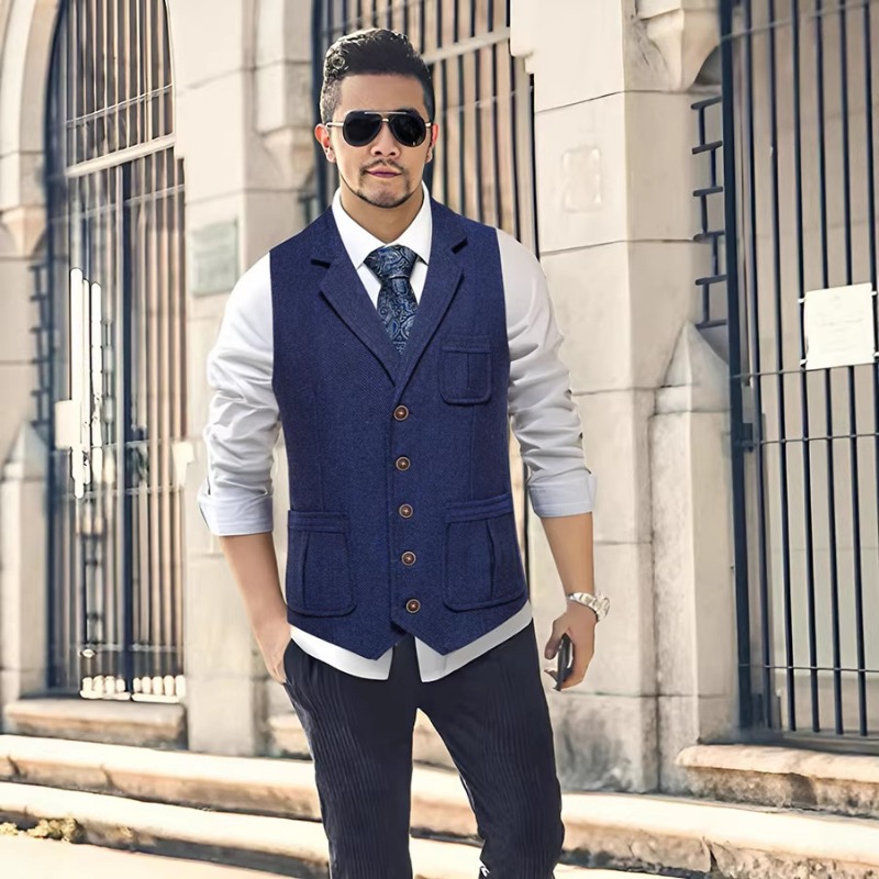 Men's Herringbone Tweed Suit V – Men'S Formal Wear Waistcoat recenzja i cena