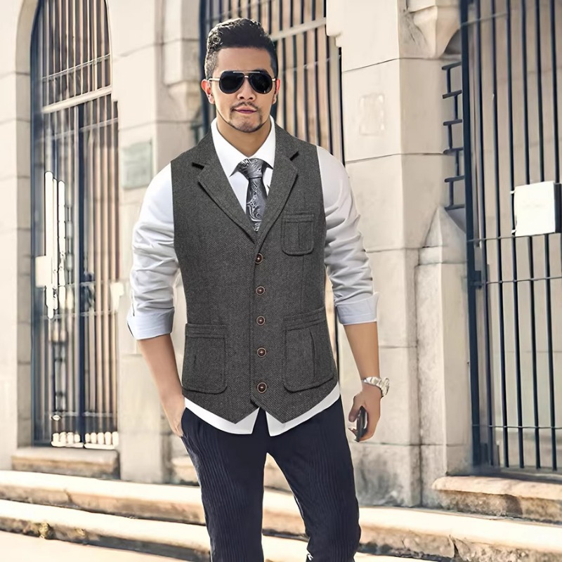 Men's Herringbone Tweed Suit V – Men'S Formal Wear Waistcoat recenzja i cena