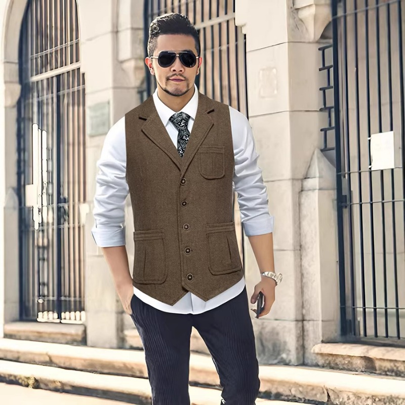 Men's Herringbone Tweed Suit V – Men'S Formal Wear Waistcoat recenzja i cena