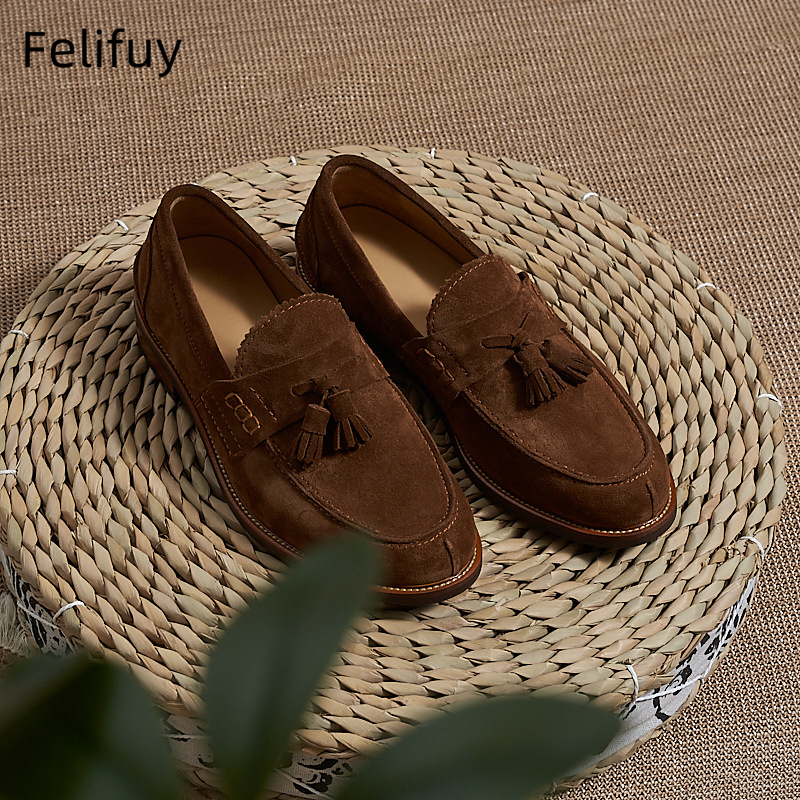 New Brown Men Flat Loafers Cow – Men Formal Wear Dress recenzja i cena