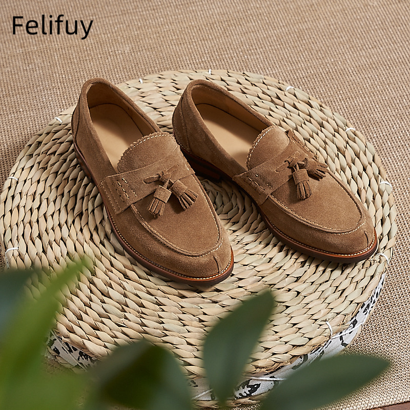 New Brown Men Flat Loafers Cow – Men Formal Wear Dress recenzja i cena