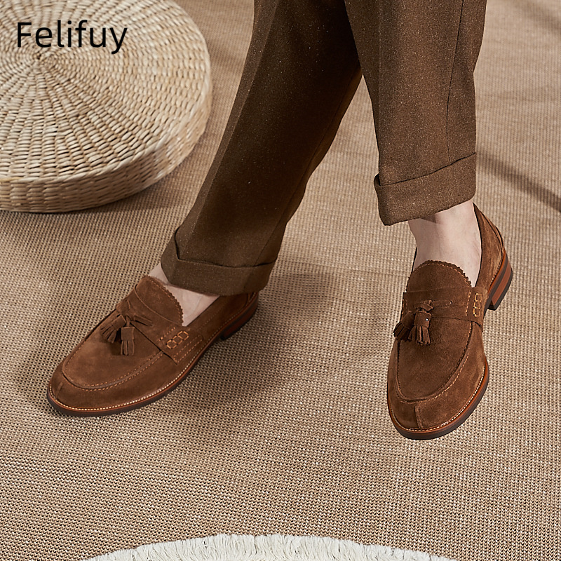 New Brown Men Flat Loafers Cow – Men Formal Wear Dress recenzja i cena