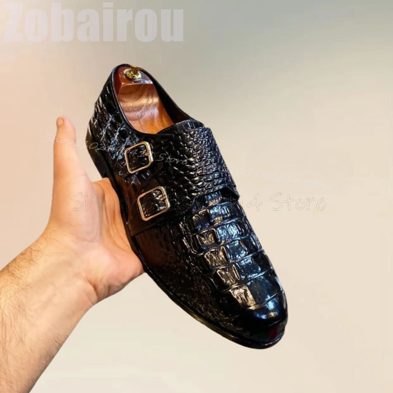 Black Crocodile Print Buckle D – Men Formal Wear Shoes recenzja i cena