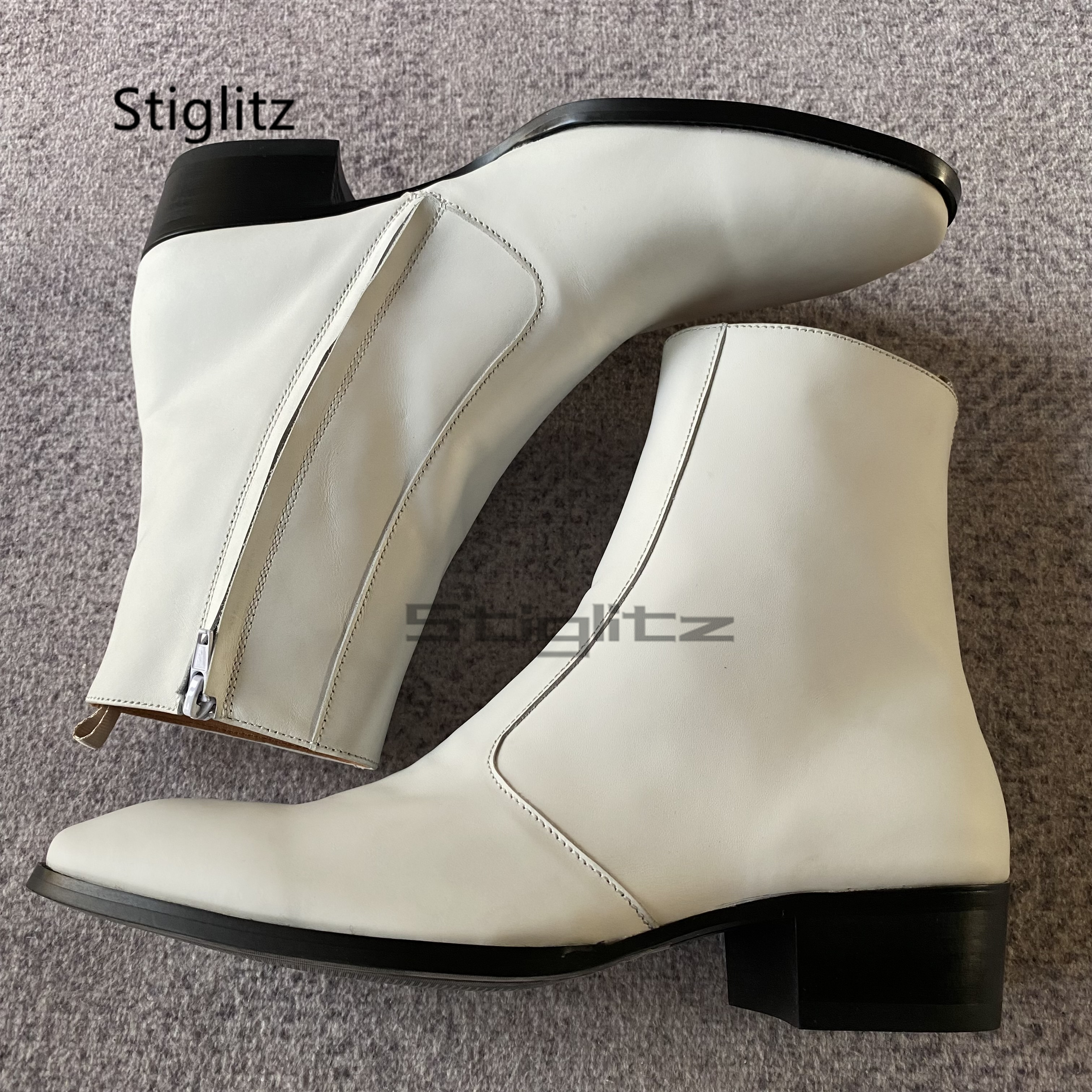 White Genuine Leather Chelsea  – Men Formal Wear Shoes recenzja i cena