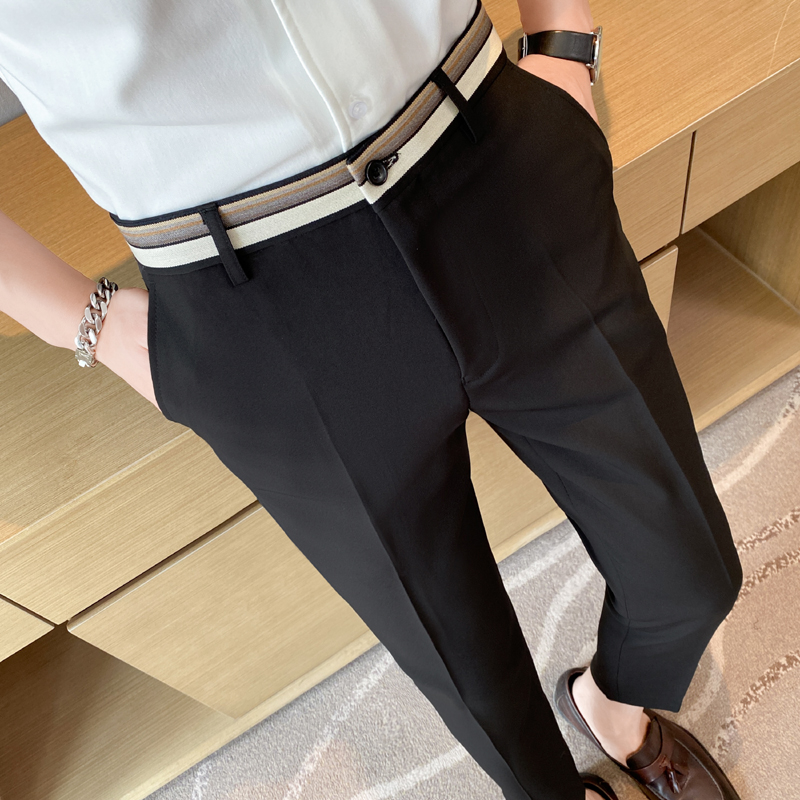 Fashion Waist Stripes Suit Pan – Men Formal Wear Set recenzja i cena