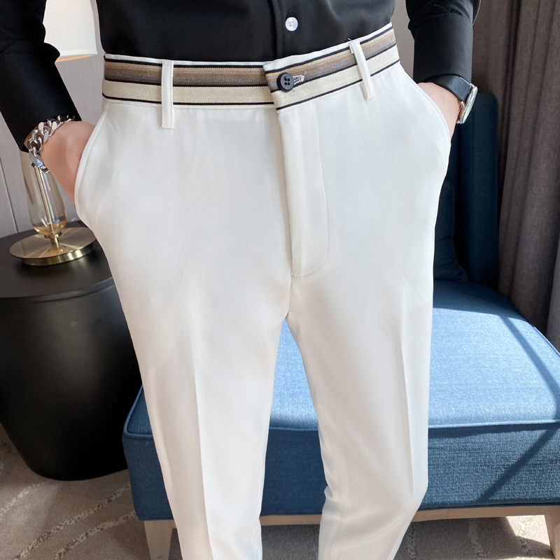 Fashion Waist Stripes Suit Pan – Men Formal Wear Set recenzja i cena