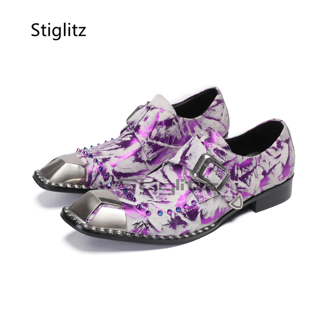 Purple Prints Genuine Leather  – Men Formal Wear Purple recenzja i cena