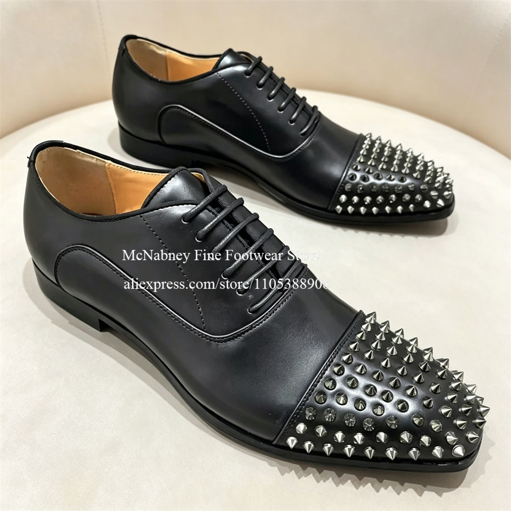Spike Studs Leather Dress Shoe – Men Formal Wear Dress recenzja i cena