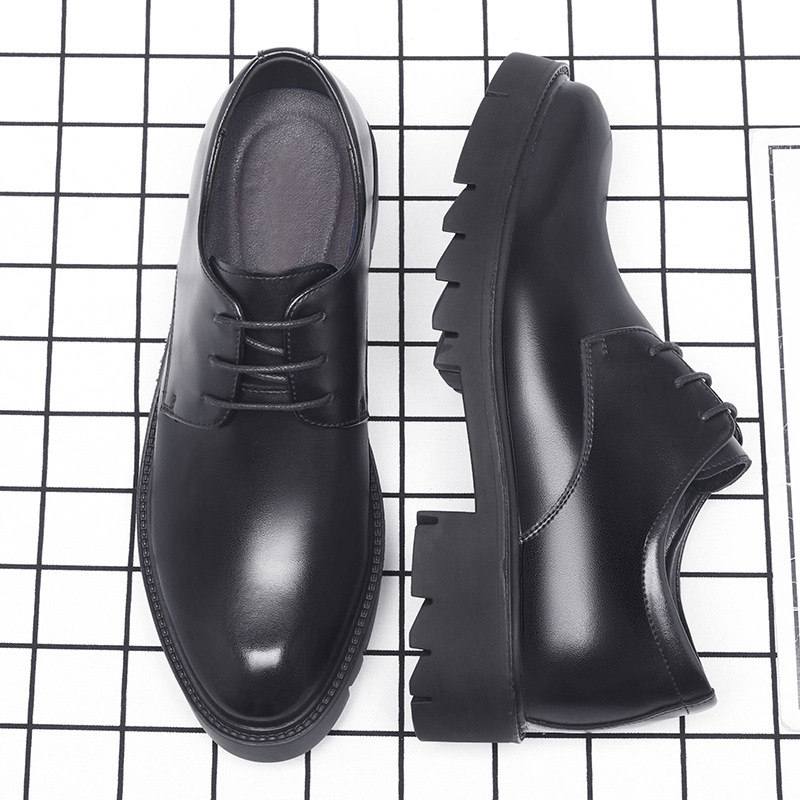 Mens Black Leather Lace Up Dre – Men Formal Wear Dress recenzja i cena