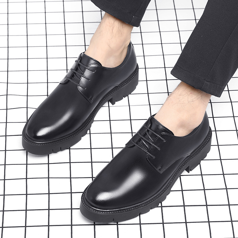 Mens Black Leather Lace Up Dre – Men Formal Wear Dress recenzja i cena