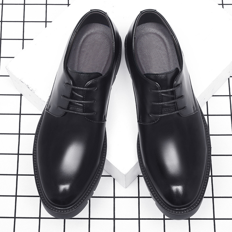 Mens Black Leather Lace Up Dre – Men Formal Wear Dress recenzja i cena