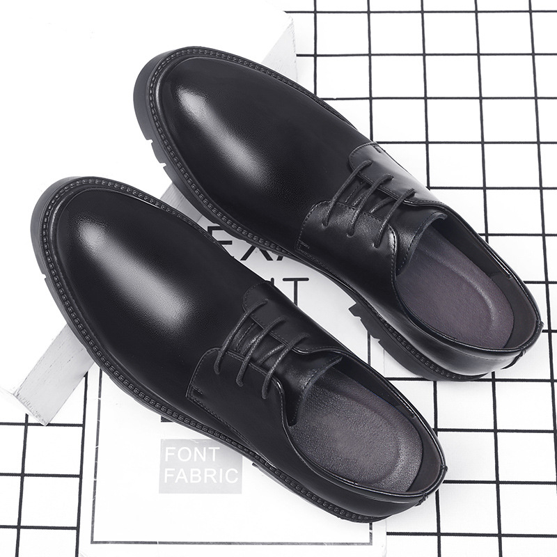 Mens Black Leather Lace Up Dre – Men Formal Wear Dress recenzja i cena