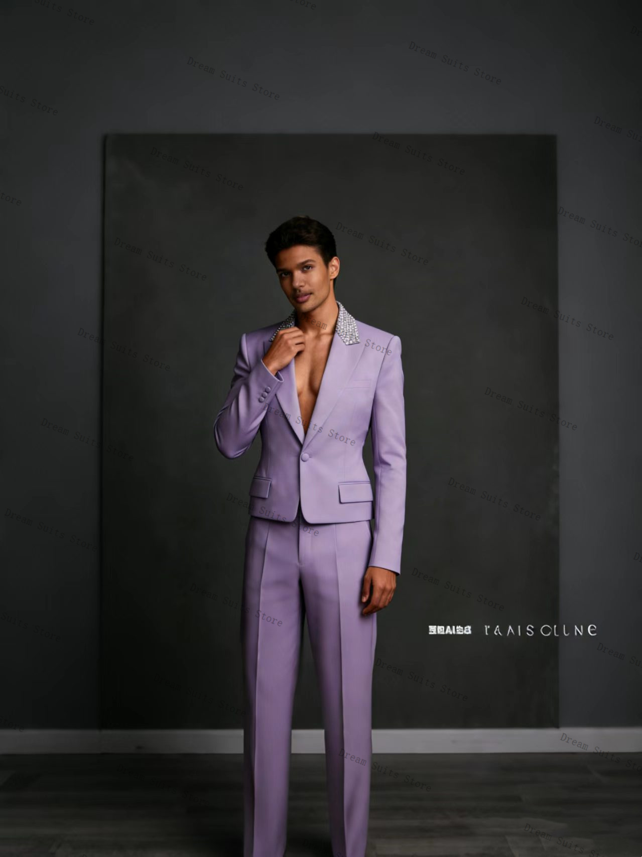 Crystals Men Suit Set 2 Pcs Bl – Men Formal Wear Purple recenzja i cena