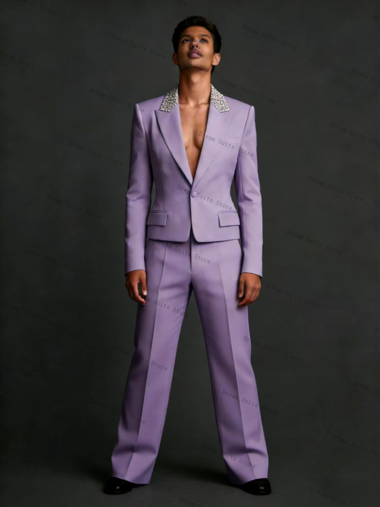 Crystals Men Suit Set 2 Pcs Bl – Men Formal Wear Purple recenzja i cena