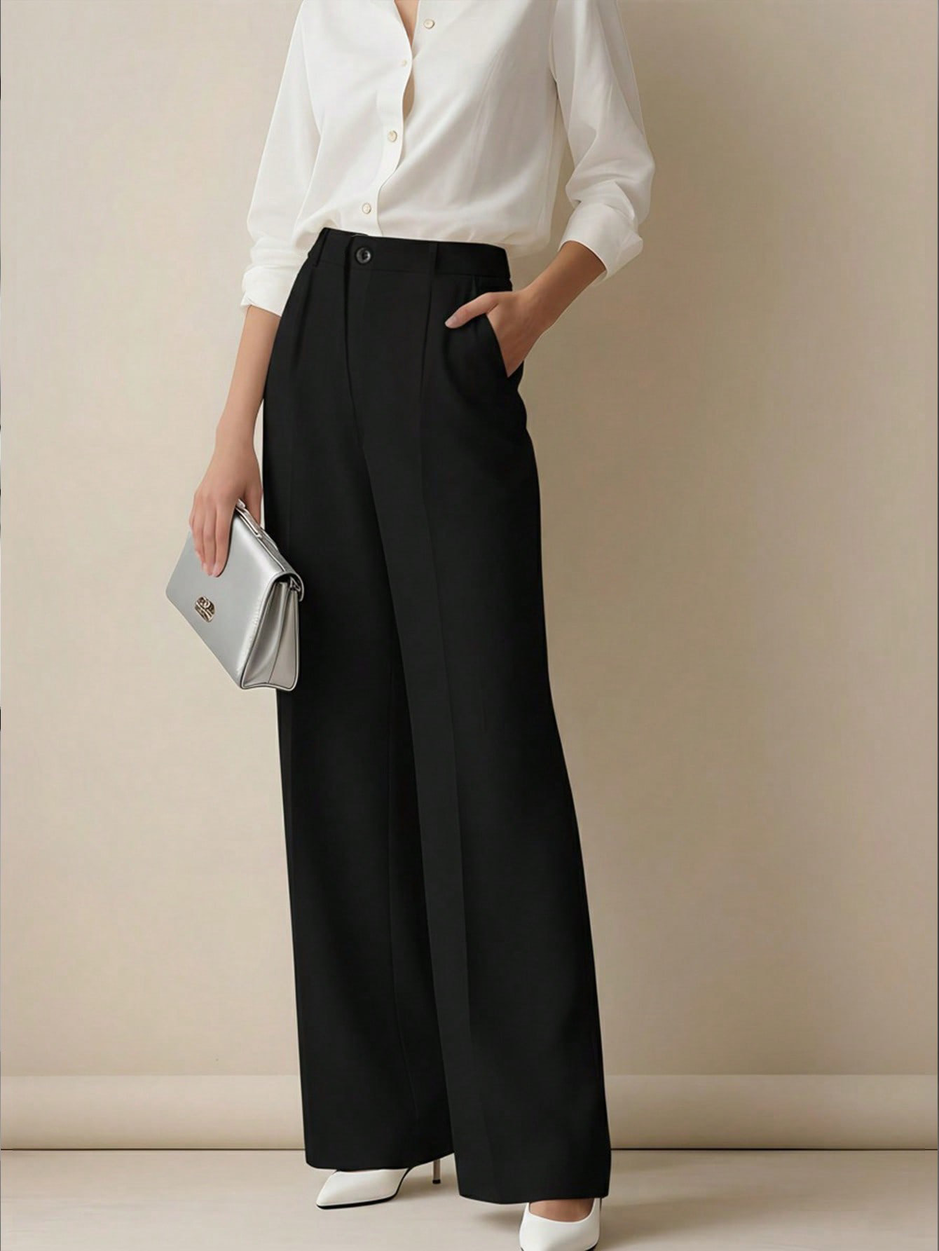 Women's High Waisted Wide Leg  – Dress Pant Flat Front recenzja i cena