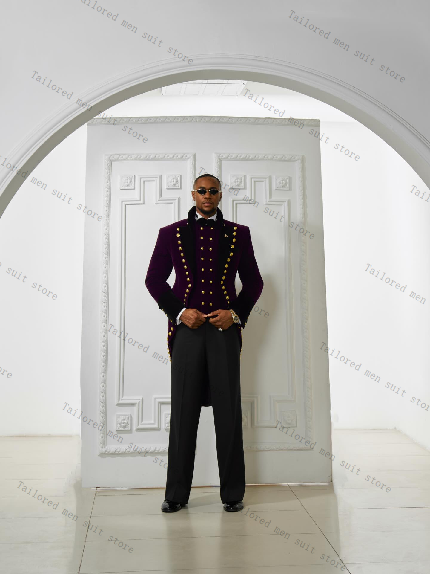 Purple Men Suits Pants Set 2 P – Men Formal Wear Purple recenzja i cena