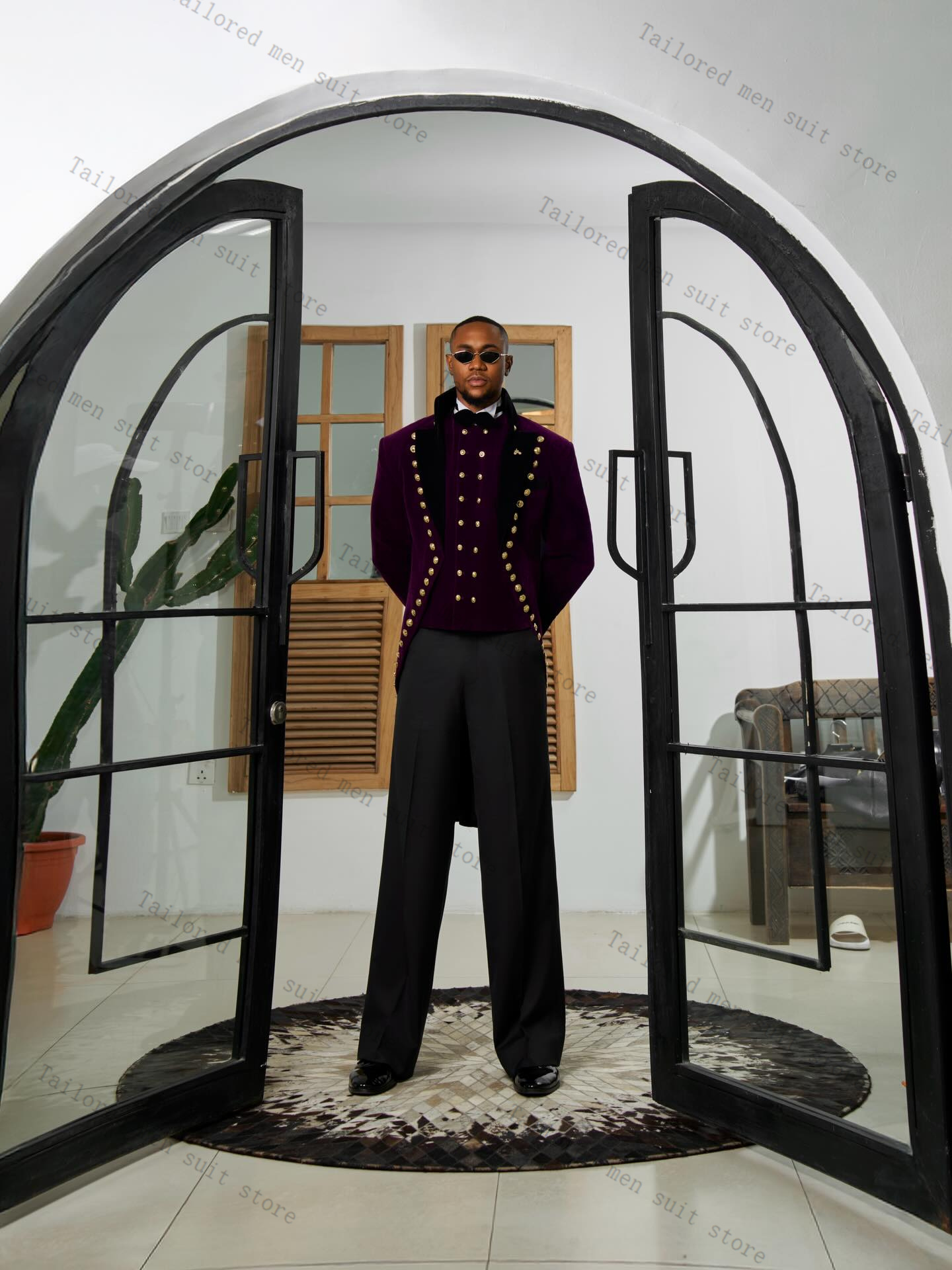 Purple Men Suits Pants Set 2 P – Men Formal Wear Purple recenzja i cena