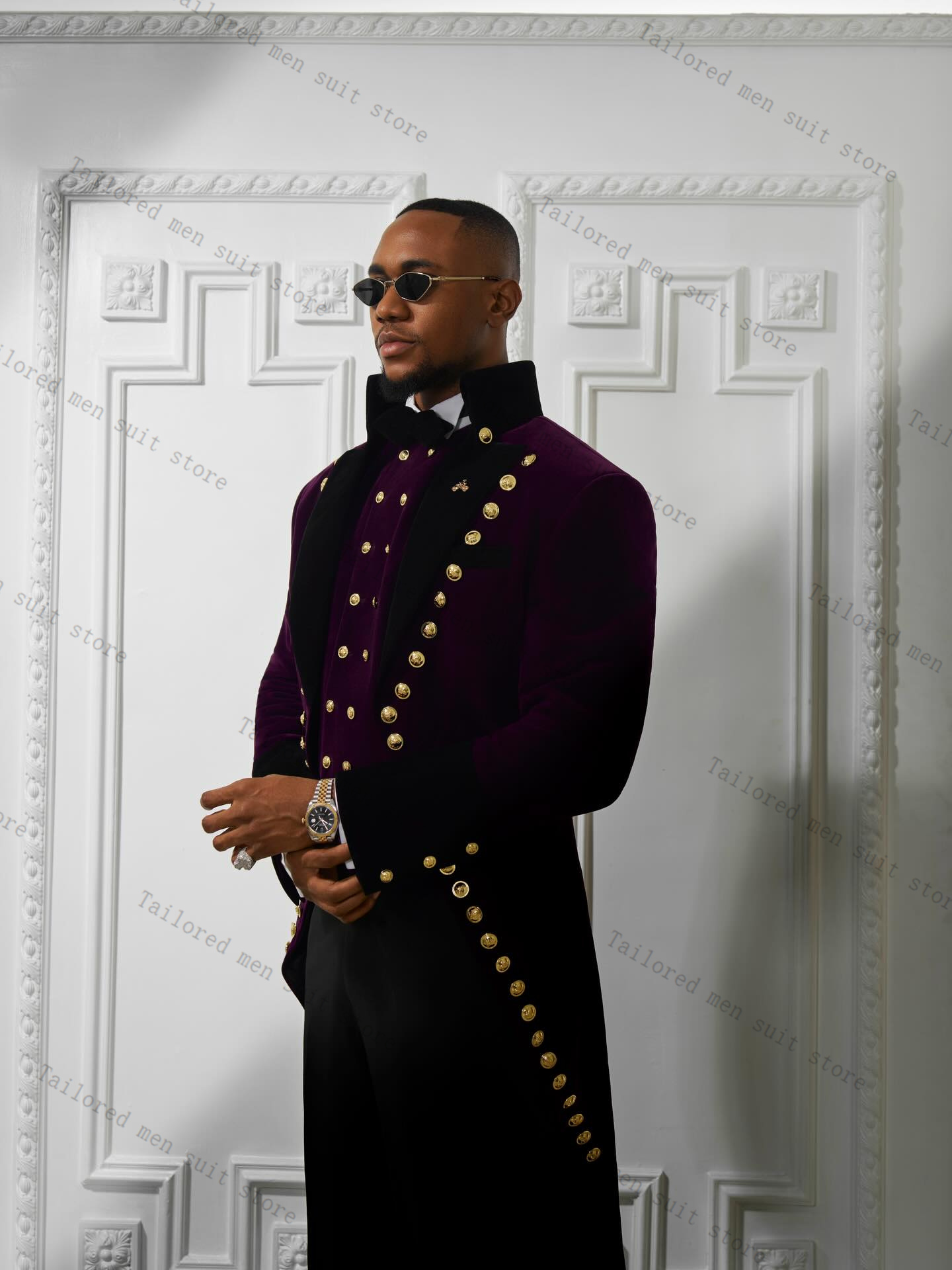 Purple Men Suits Pants Set 2 P – Men Formal Wear Purple recenzja i cena