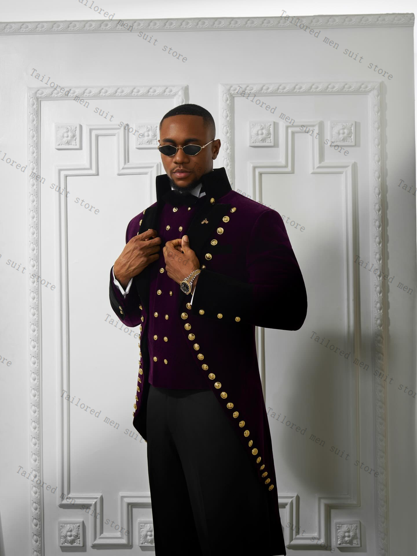 Purple Men Suits Pants Set 2 P – Men Formal Wear Purple recenzja i cena
