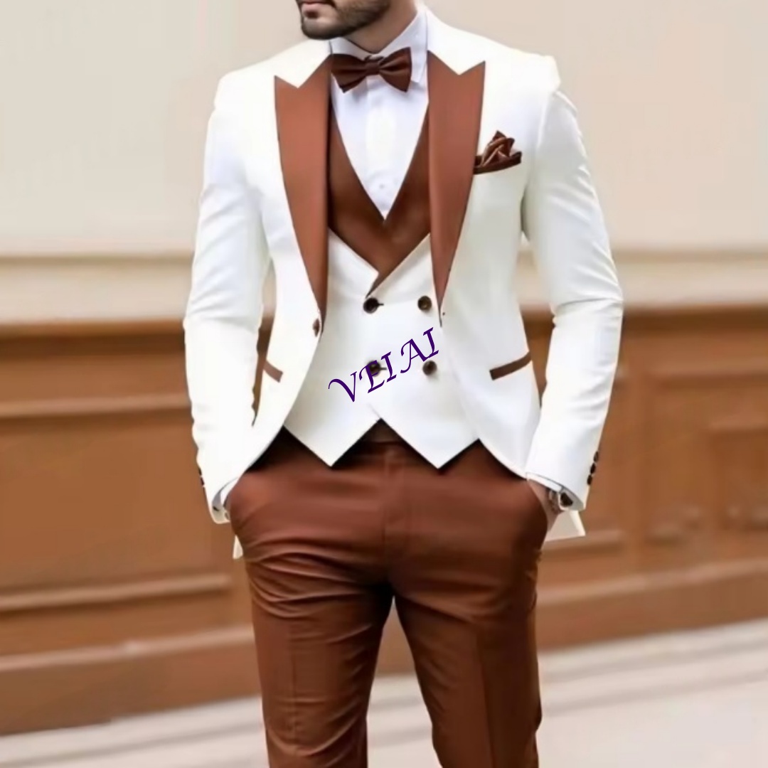 New White And Brown Men Suit F – Men'S Formal Wear Accessories recenzja i cena