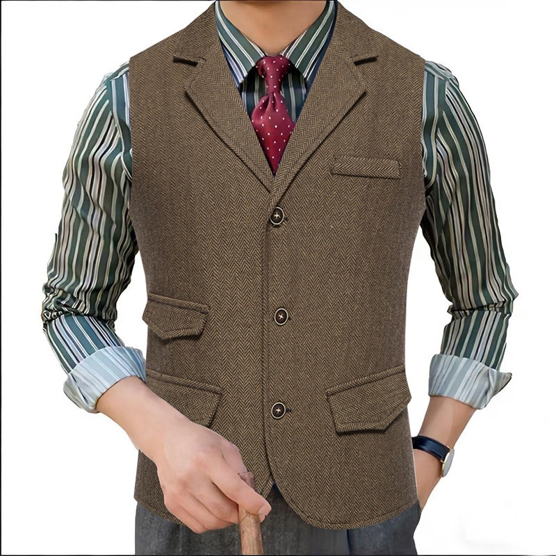 Men's Herringbone Tweed Suit V – Men'S Formal Wear Waistcoat recenzja i cena