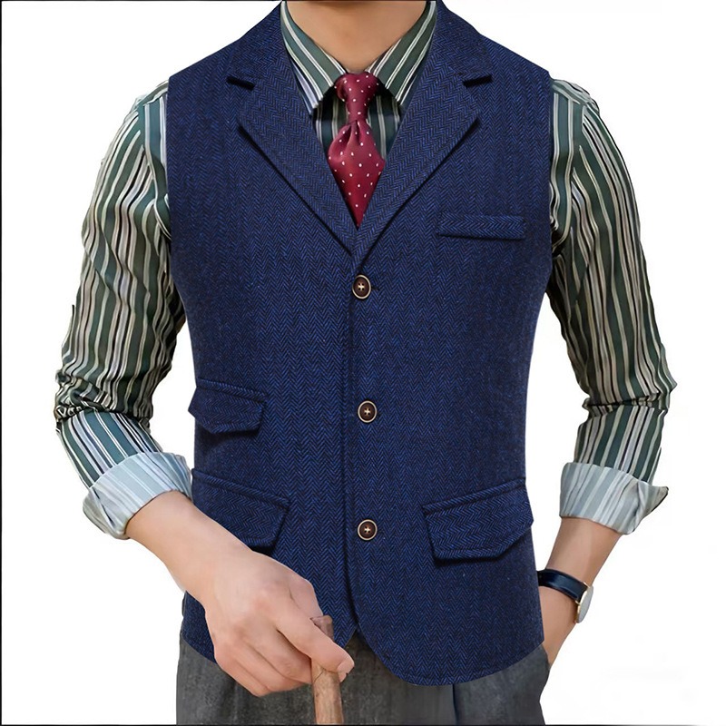 Men's Herringbone Tweed Suit V – Men'S Formal Wear Waistcoat recenzja i cena