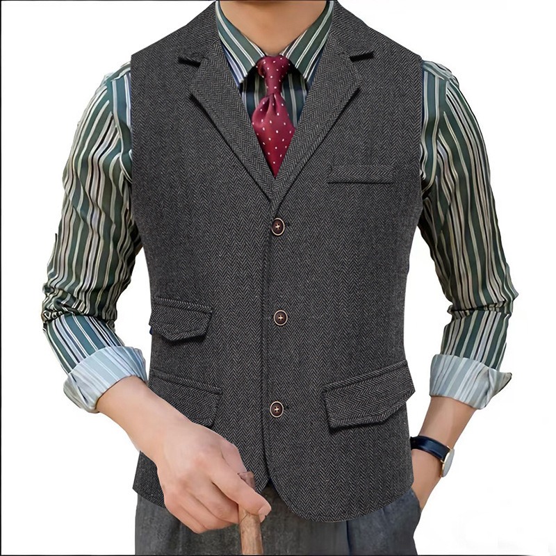 Men's Herringbone Tweed Suit V – Men'S Formal Wear Waistcoat recenzja i cena